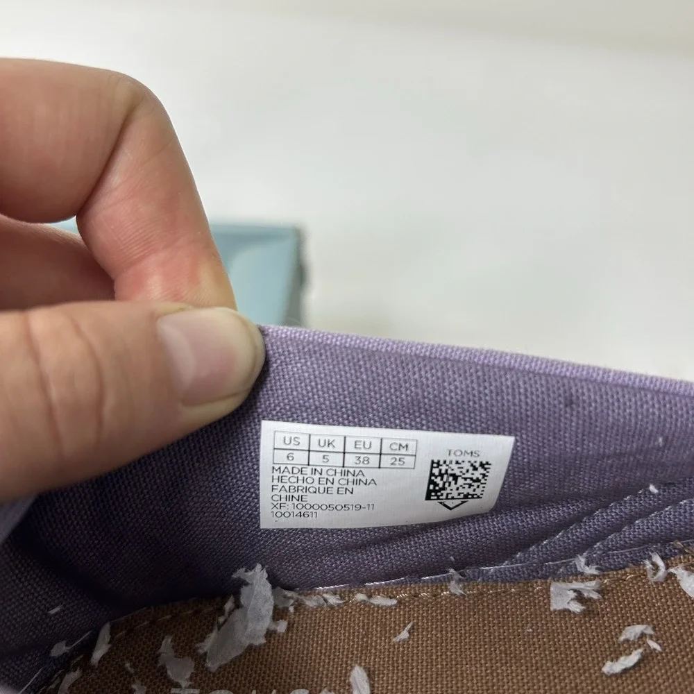 TOMS Shoes Girls 6 Orchid Foil Unicorn Canvas Luca Slip-Ons Lilac Purple Sparkle